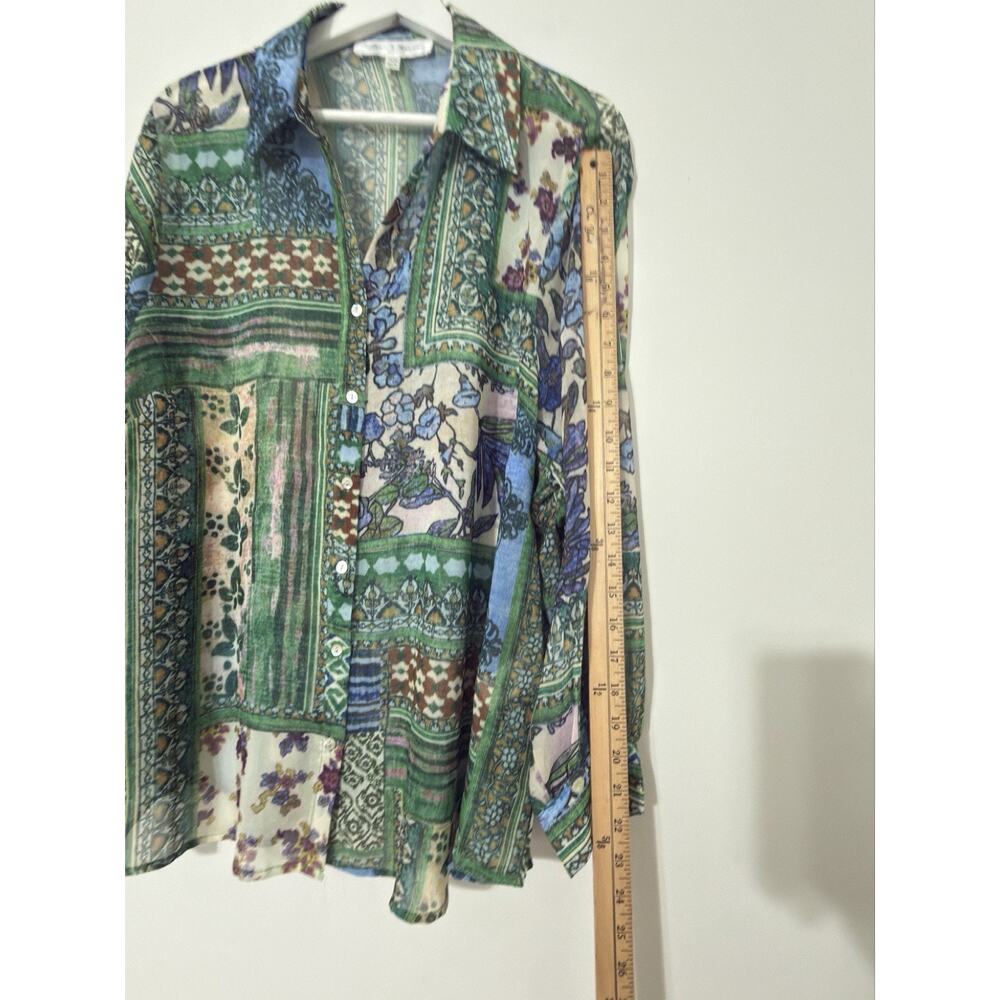 Chelsea & Theodore Boho Patchwork Arts Button Up Top Artsy Indie Peasant Size 1X - Picture 9 of 12
